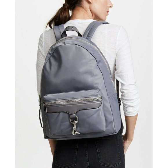 ❤️ NWT REBECCA MINKOFF Always on MAB Large Nylon Backpack GREY AUTHENTIC